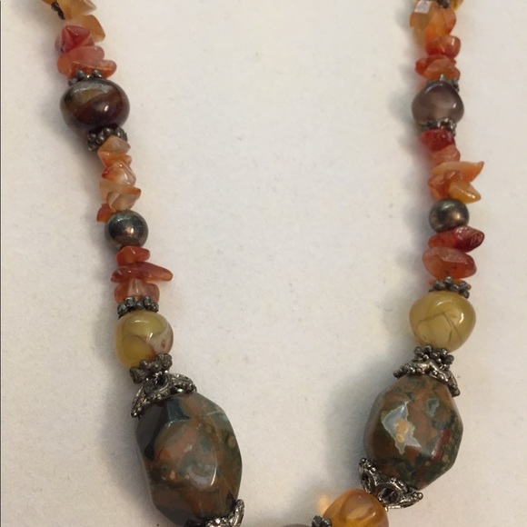 Quartz, Jasper, Amber and Silver Necklace - Picture 3 of 5